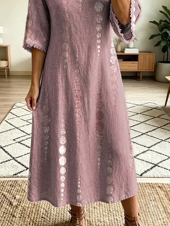Women'S Casual Color-Block Printed Dress