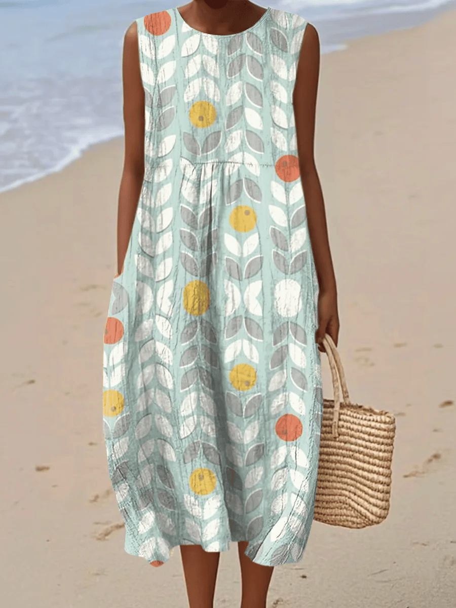 Women's Casual Print Round Neck Sleeveless Dress
