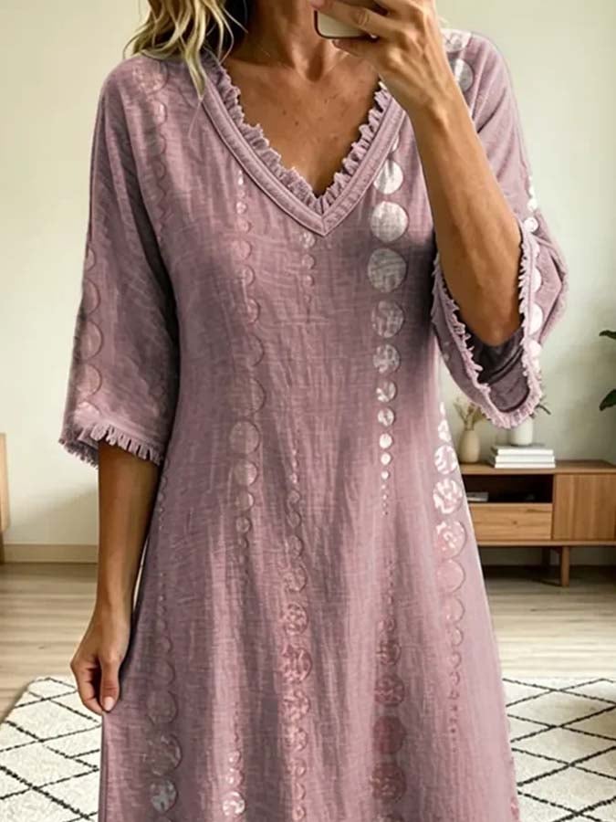 Women'S Casual Color-Block Printed Dress