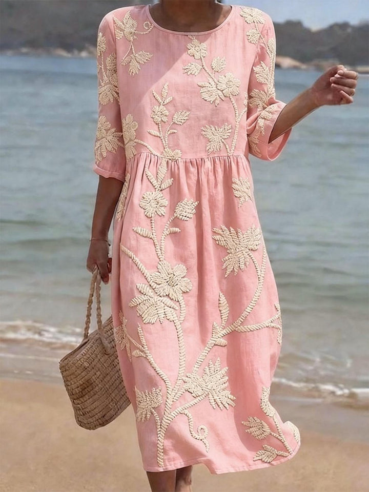Women's Casual  Round Neck Mid Sleeve Print Dress