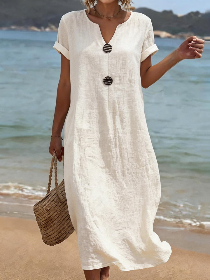 Women's Casual Solid Color Cotton Linen Dress