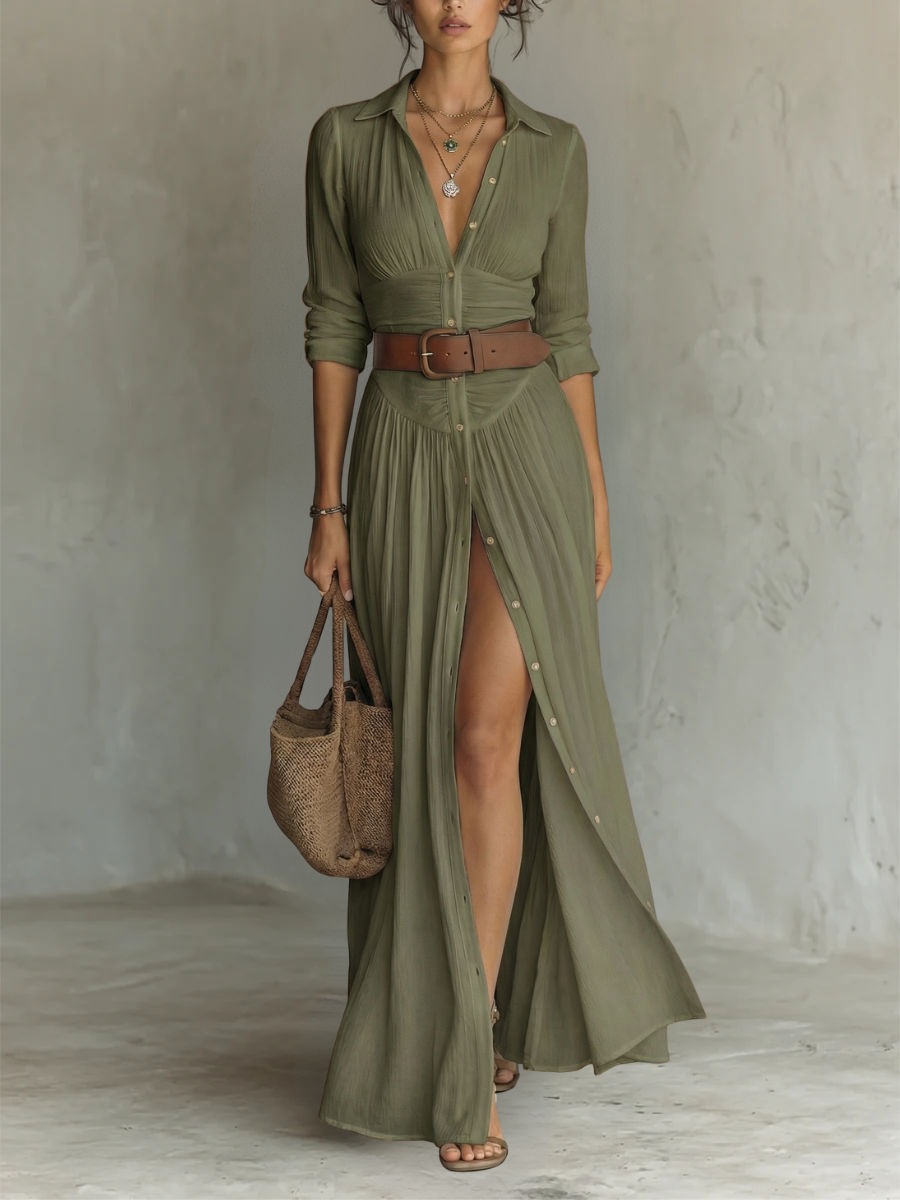 Suzanne | Maxi Dress with Lapel Collar