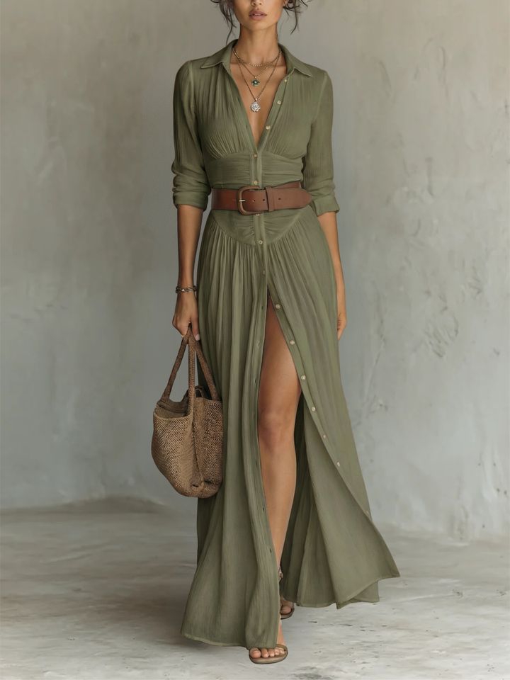 Suzanne | Maxi Dress with Lapel Collar