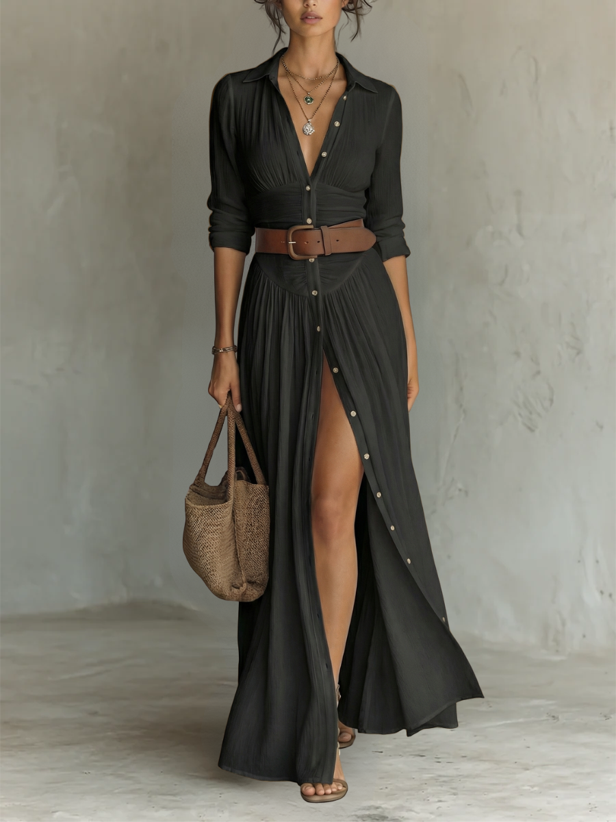 Suzanne | Maxi Dress with Lapel Collar