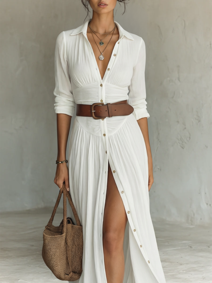 Suzanne | Maxi Dress with Lapel Collar