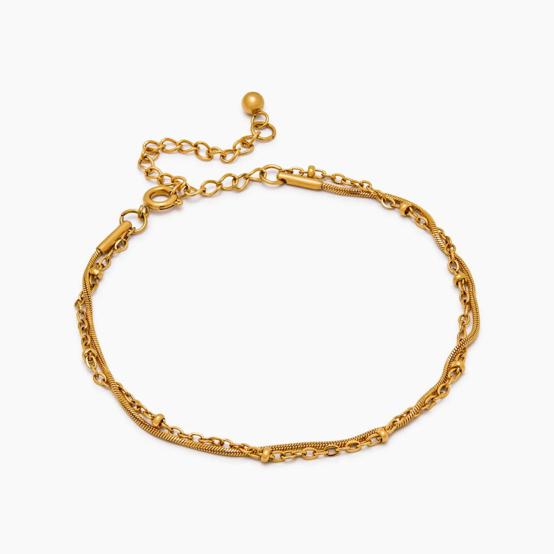 Beaded & Snake Chain Layered Bracelet