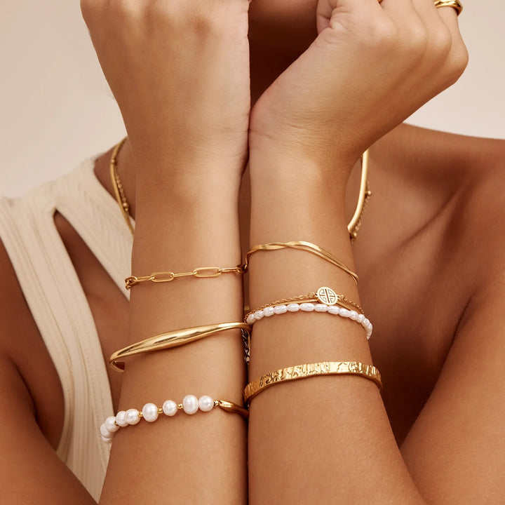 Sunshine Layered Pearl & Gold Bracelet