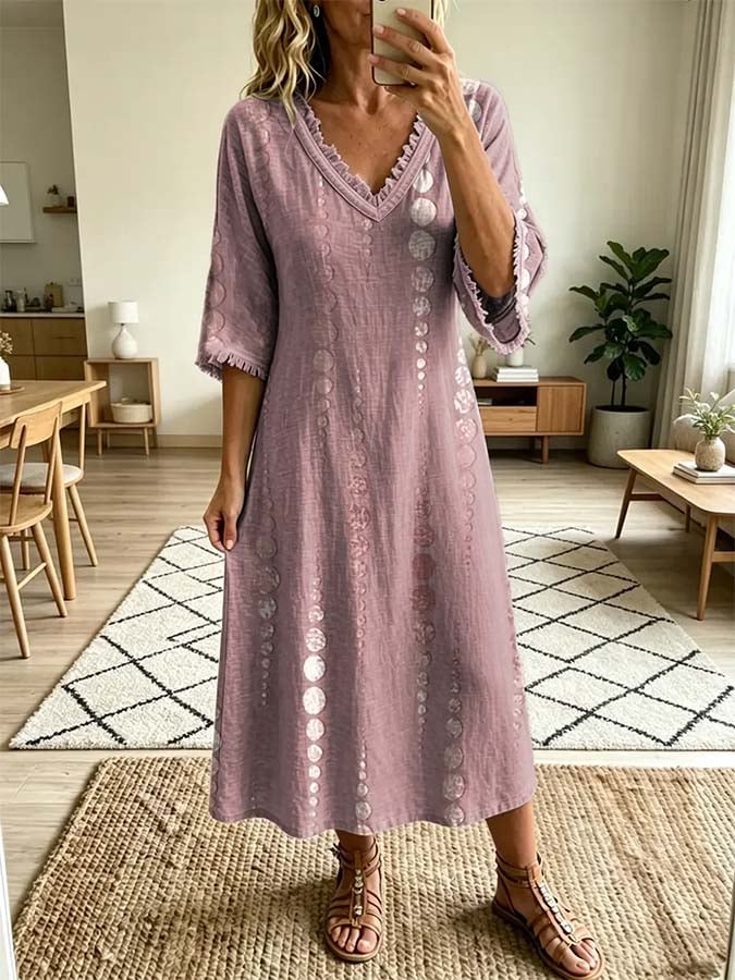 Women'S Casual Color-Block Printed Dress